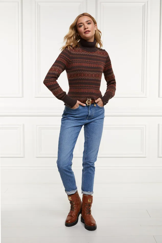 Bredon Roll Neck Knit Chocolate Women Holland Cooper Knitwear