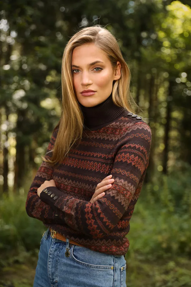 Bredon Roll Neck Knit Chocolate Women Holland Cooper Knitwear Bredon Roll Neck Knit Chocolate Women Holland Cooper Knitwear