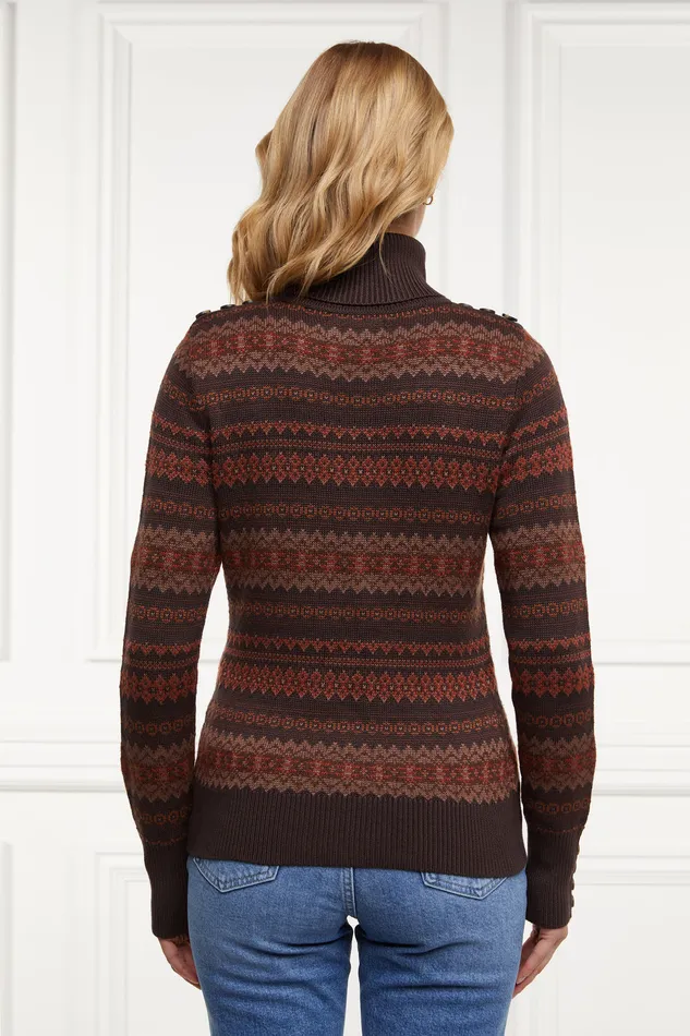 Bredon Roll Neck Knit Chocolate Women Holland Cooper Knitwear Bredon Roll Neck Knit Chocolate Women Holland Cooper Knitwear