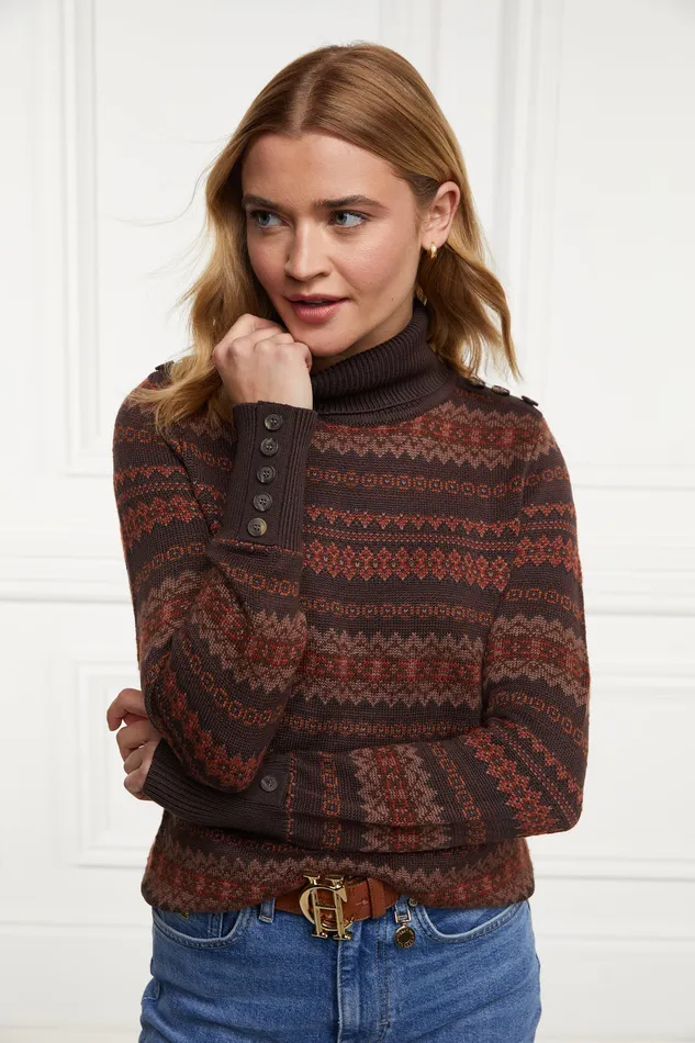 Bredon Roll Neck Knit Chocolate Women Holland Cooper Knitwear Bredon Roll Neck Knit Chocolate Women Holland Cooper Knitwear