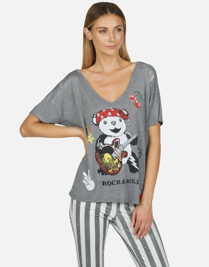 Brixton Rock Bear Heather Grey Women039s Lauren Moshi Short Sleeve