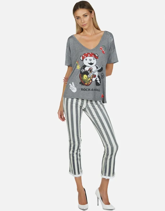 Brixton Rock Bear Heather Grey Women039s Lauren Moshi Short Sleeve