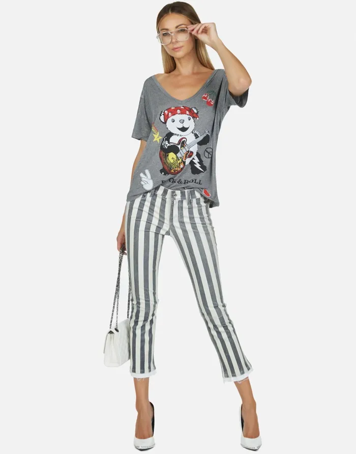 Brixton Rock Bear Heather Grey Women039s Lauren Moshi Short Sleeve