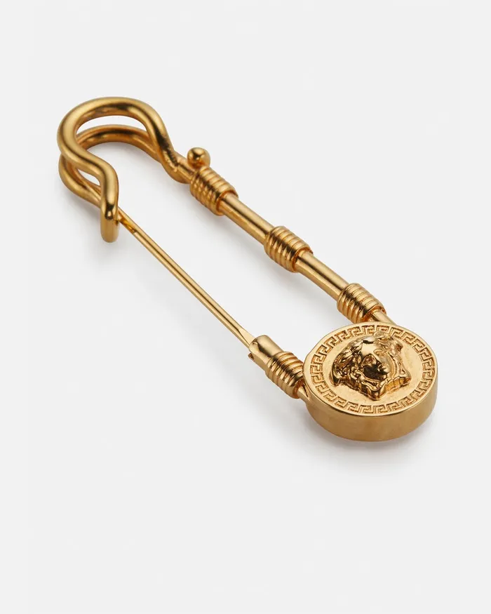 Brooches Women Versace Safety Pin Brooch Gold