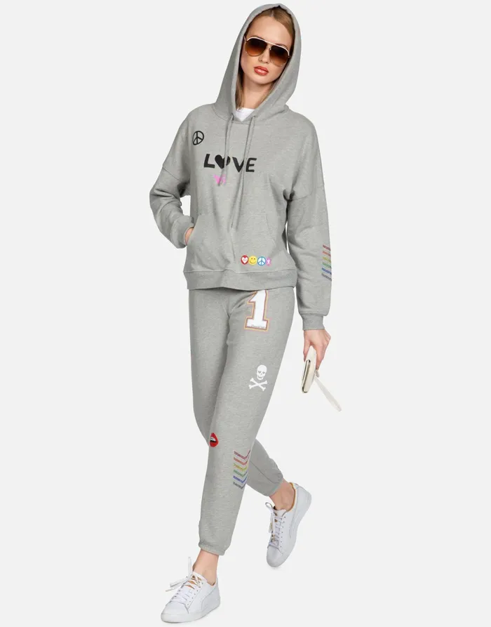 Brynn 1 Love Heather Grey Women039s Lauren Moshi Long Sweatpants