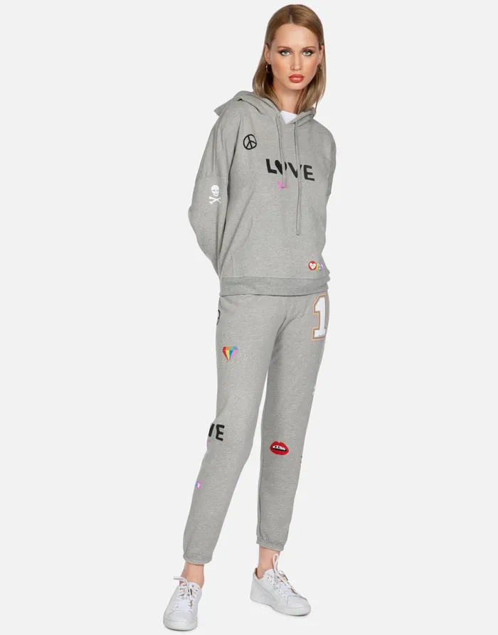 Brynn 1 Love Heather Grey Women039s Lauren Moshi Long Sweatpants