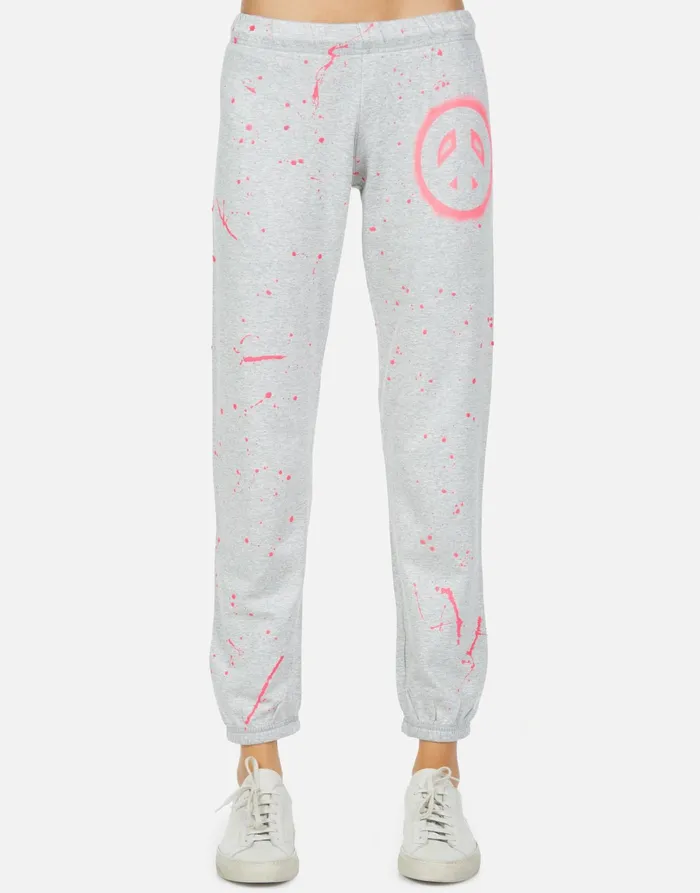 Brynn Airbrush Peace Heather Grey Women039s Lauren Moshi Long Sweatpants