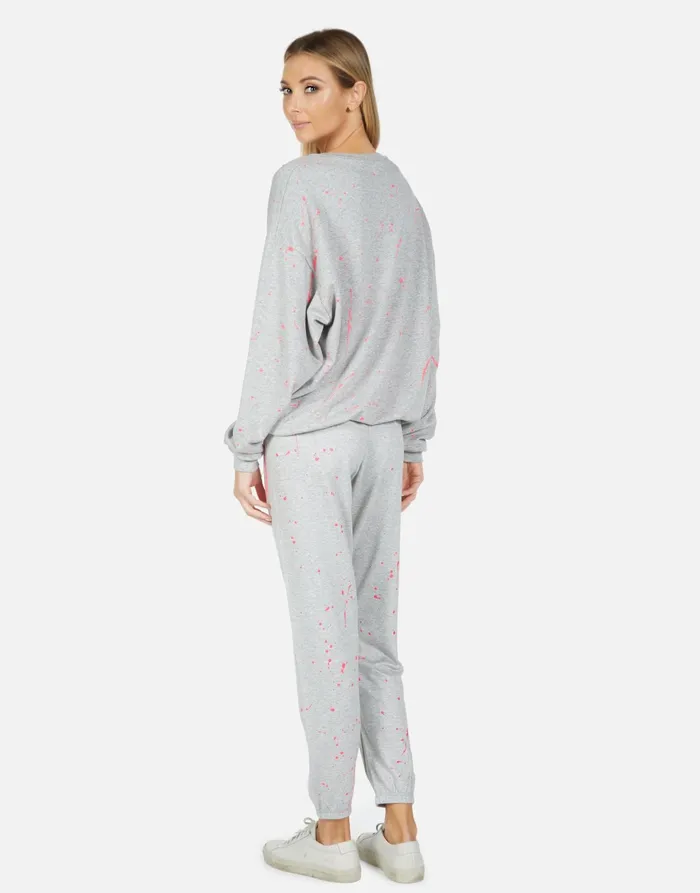 Brynn Airbrush Peace Heather Grey Women039s Lauren Moshi Long Sweatpants