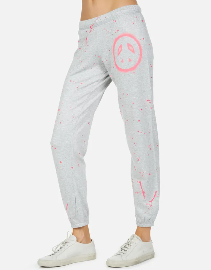 Brynn Airbrush Peace Heather Grey Women039s Lauren Moshi Long Sweatpants