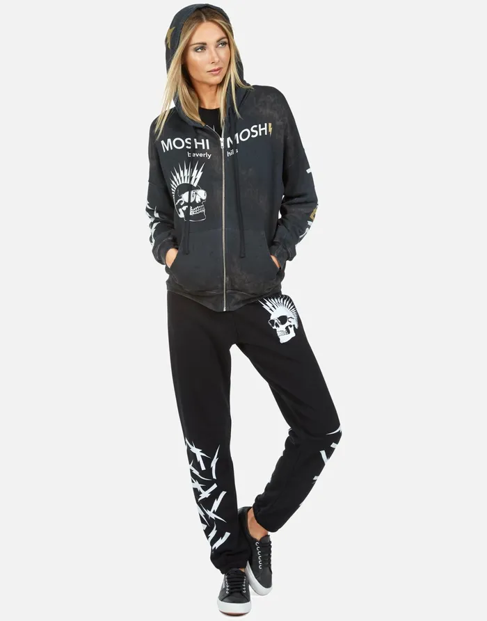 Brynn X Lightning Skull Black Women039s Lauren Moshi Long Sweatpants