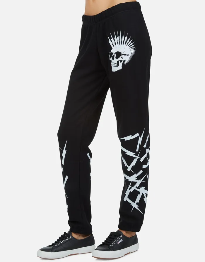 Brynn X Lightning Skull Black Women039s Lauren Moshi Long Sweatpants