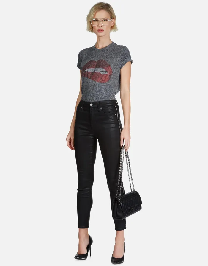 Capri Crystal Biting Lip Heather Grey Women039s Lauren Moshi Short Sleeve