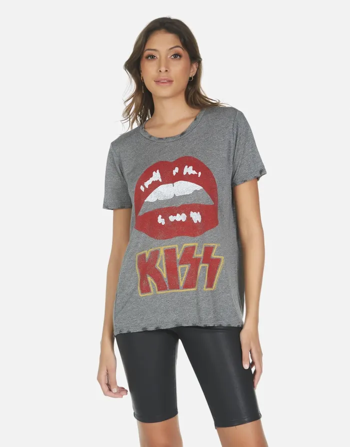 Capri Kiss Lip Heather Grey Women039s Lauren Moshi Short Sleeve