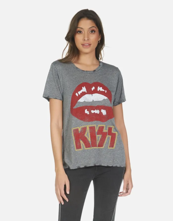 Capri Kiss Lip Heather Grey Women039s Lauren Moshi Short Sleeve