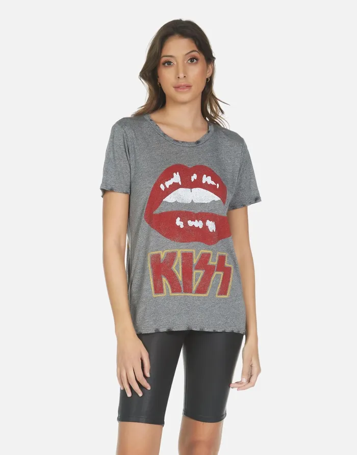 Capri Kiss Lip Heather Grey Women039s Lauren Moshi Short Sleeve