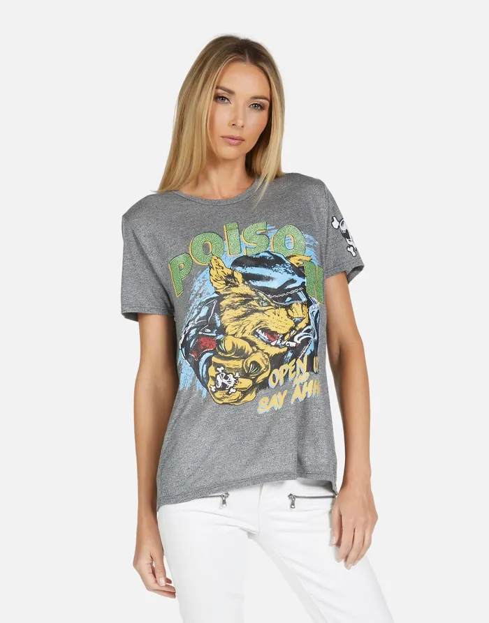 Capri Poison Cat Heather Grey Women039s Lauren Moshi Short Sleeve