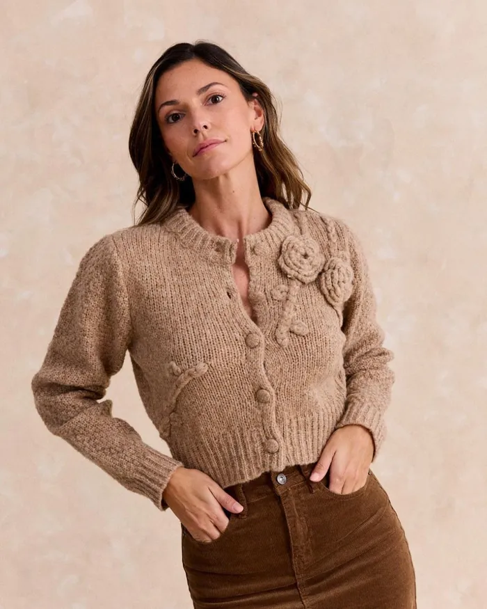 Cardigan Knitted Cloe Camel Women Polin Et Moi Cardigans And Sweaters Cardigan Knitted Cloe Camel Women Polin Et Moi Cardigans And Sweaters