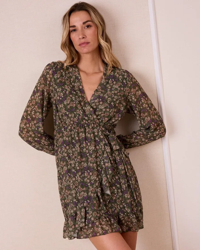 Carnation Flowers Dress Green Forest Women Polin Et Moi Dresses And Jumpsuits