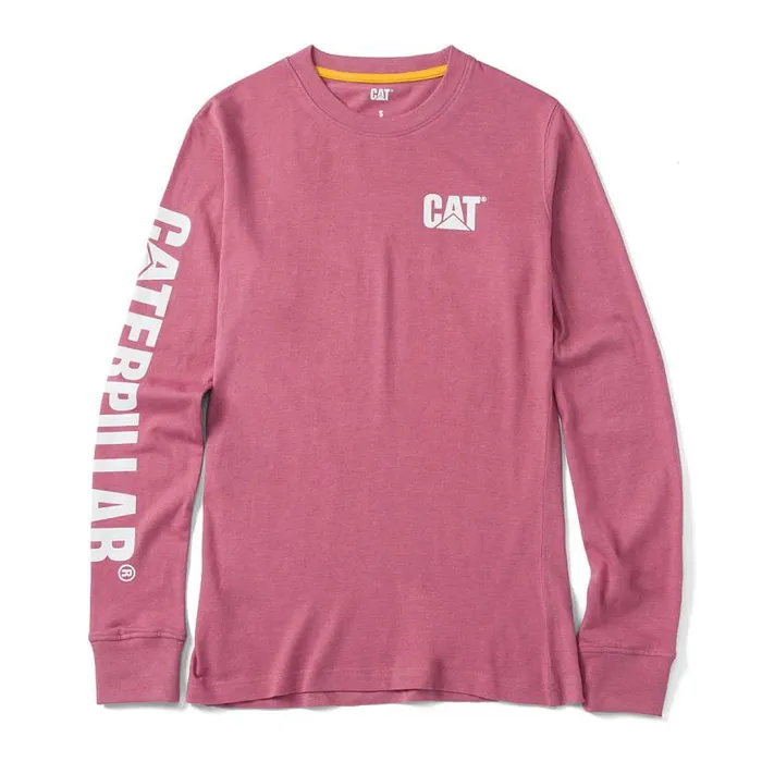 Cat Footwear Trademark Banner Long Sleeve Tee Women Tops and Outerwear