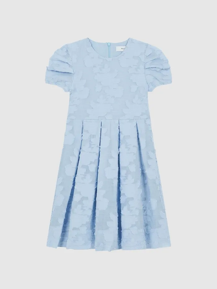 Children Amalie Floral Print Textured Dress Blue Reiss Dresses and Jumpsuits