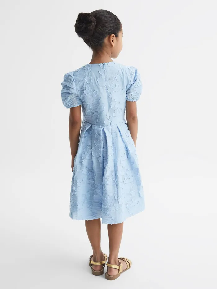 Children Amalie Floral Print Textured Dress Blue Reiss Dresses and Jumpsuits