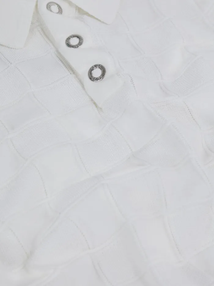 Children Blaze Cotton PressStud Polo TShirt White Reiss Knitwear