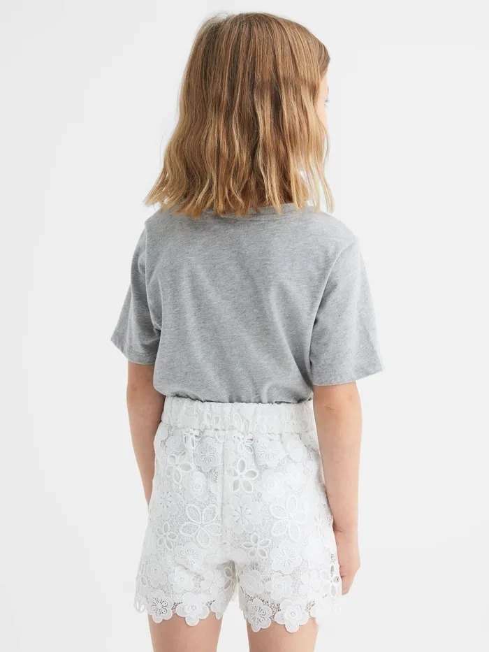 Children Bobbi Motif Crew Neck TShirt Grey Marl Reiss Tops and Tshirts