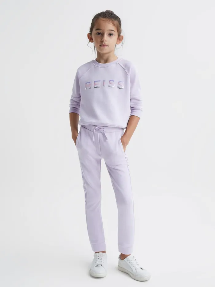Children Bryony Sequin Crew Neck Jumper Lilac Reiss Sweats and Hoodies
