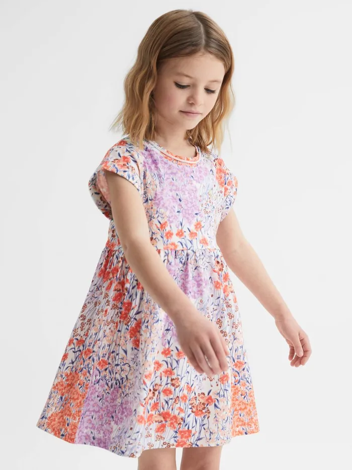 Children Dahlia Floral Print Jersey Dress Pink Print Reiss Dresses and Jumpsuits