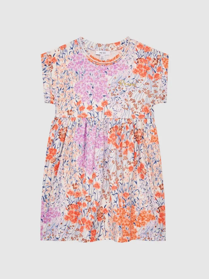 Children Dahlia Floral Print Jersey Dress Pink Print Reiss Dresses and Jumpsuits