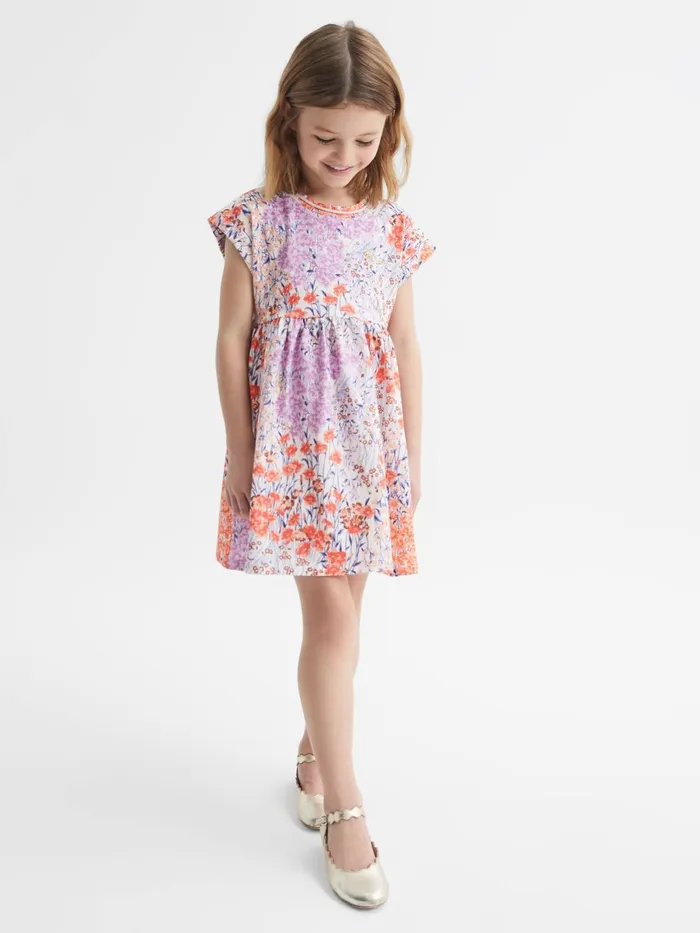 Children Dahlia Floral Print Jersey Dress Pink Print Reiss Dresses and Jumpsuits