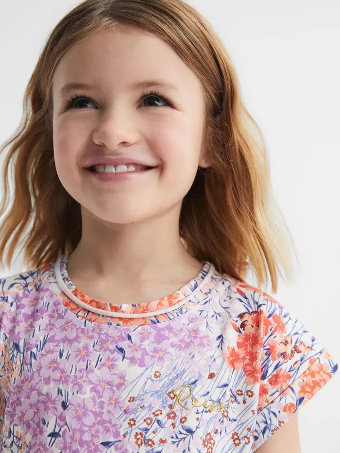 Children Dahlia Floral Print Jersey Dress Pink Print Reiss Dresses and Jumpsuits