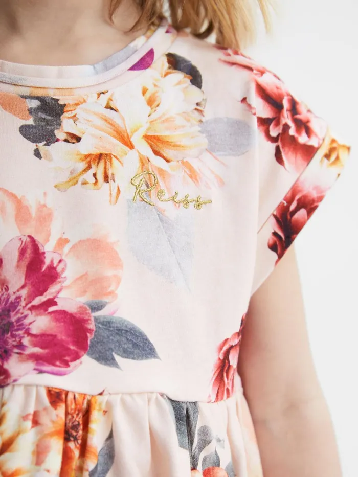 Children Dahlia Floral Print Jersey Dress Pink Reiss Dresses and Jumpsuits