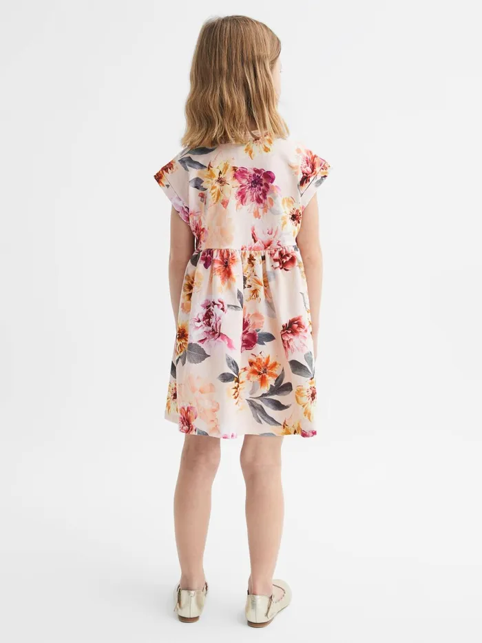 Children Dahlia Floral Print Jersey Dress Pink Reiss Dresses and Jumpsuits