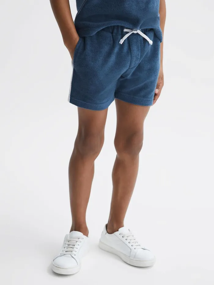 Children Marine Towelling Drawstring Shorts Cobalt Blue Reiss CoOrds