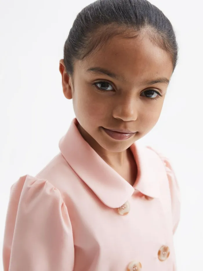 Children Naomi Puff Sleeve Belted Dress Pink Reiss Dresses and Jumpsuits