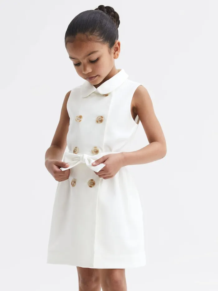 Children Natalie Sleeveless Belted Dress White Reiss Dresses and Jumpsuits