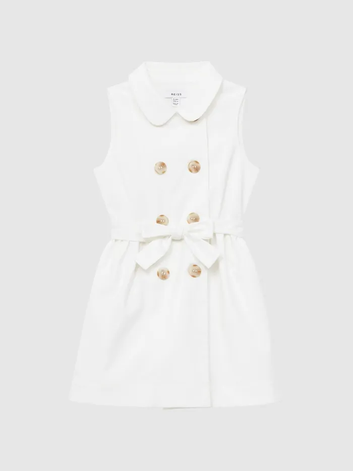Children Natalie Sleeveless Belted Dress White Reiss Dresses and Jumpsuits
