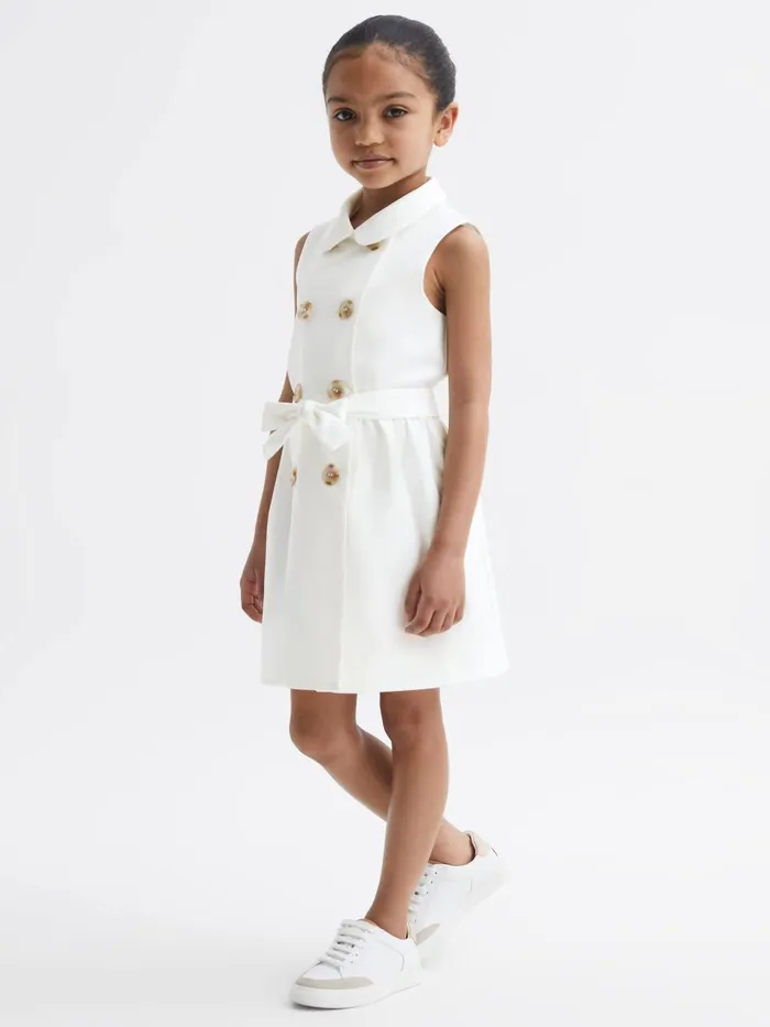 Children Natalie Sleeveless Belted Dress White Reiss Dresses and Jumpsuits
