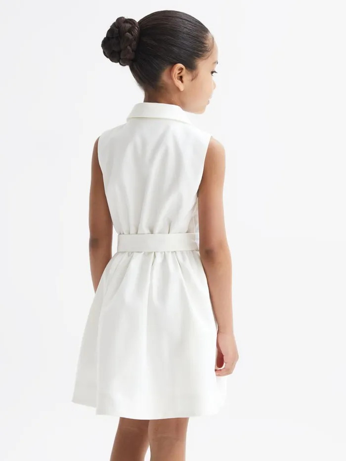 Children Natalie Sleeveless Belted Dress White Reiss Dresses and Jumpsuits