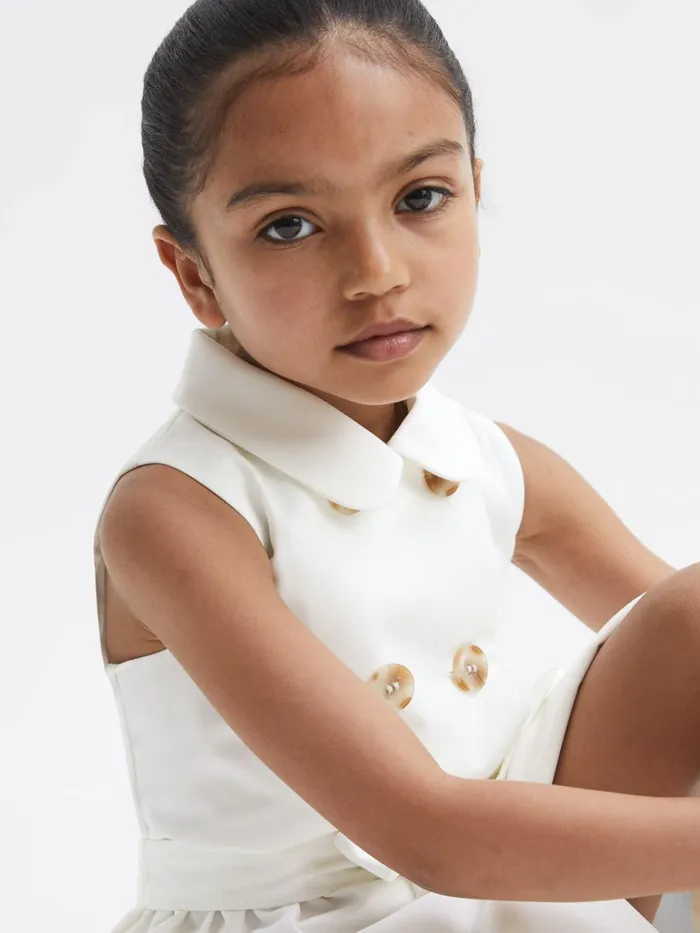 Children Natalie Sleeveless Belted Dress White Reiss Dresses and Jumpsuits