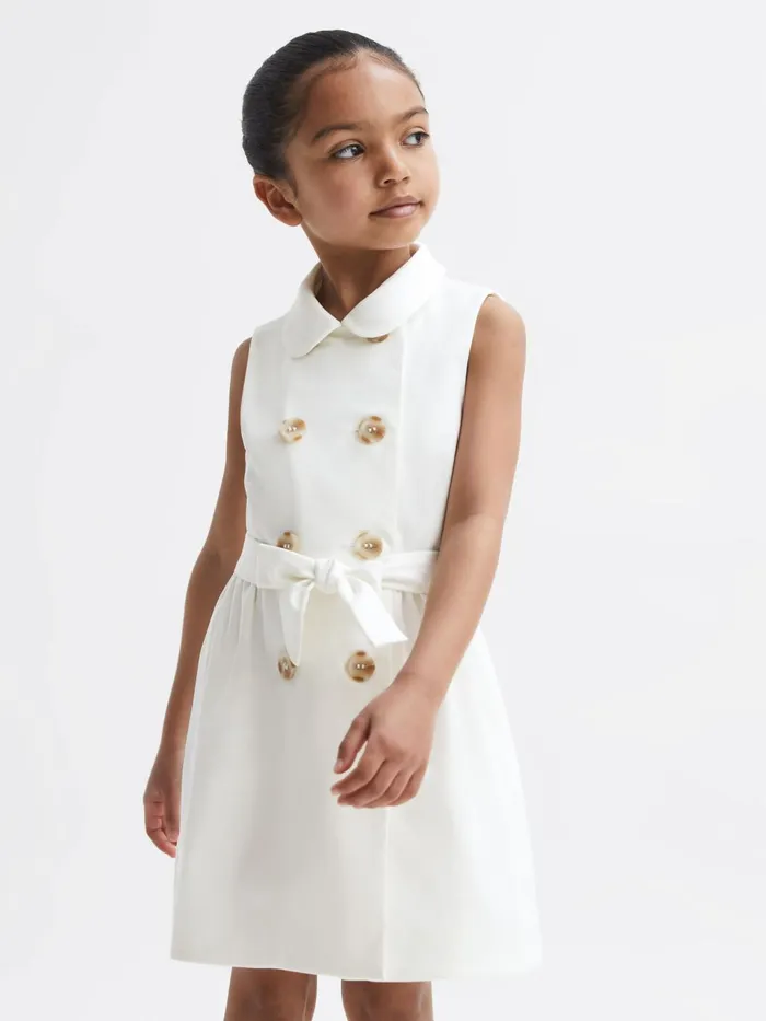 Children Natalie Sleeveless Belted Dress White Reiss Dresses and Jumpsuits