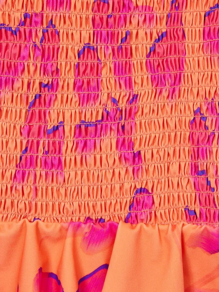 Children Nelli Floral Swimsuit Orange Print Reiss Swimwear