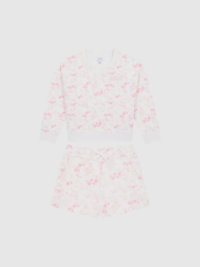 Children Nina Floral Print Set 8211 Sweatshirt And Shorts Pink Print Reiss CoOrds