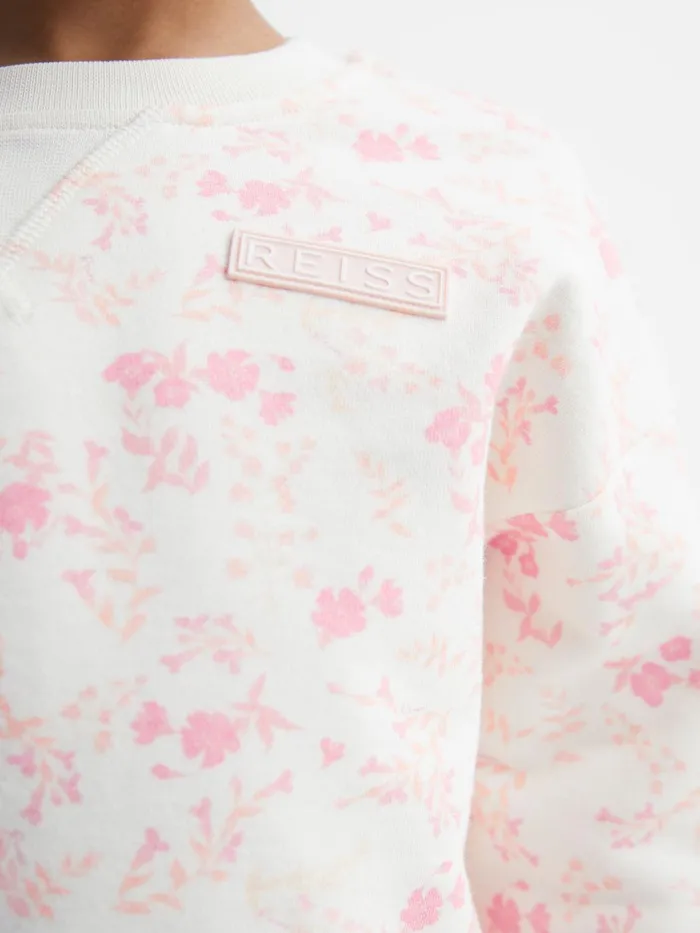 Children Nina Floral Print Set 8211 Sweatshirt And Shorts Pink Print Reiss CoOrds