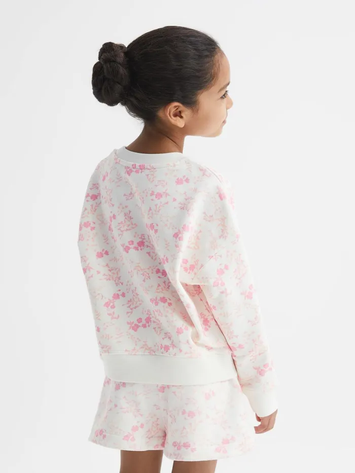 Children Nina Floral Print Set 8211 Sweatshirt And Shorts Pink Print Reiss CoOrds