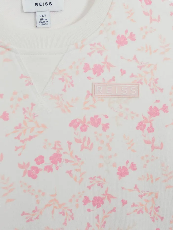 Children Nina Floral Print Set 8211 Sweatshirt And Shorts Pink Print Reiss CoOrds