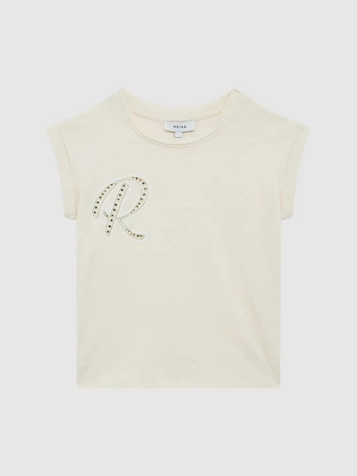 Children Tabby Embellished TShirt Off White Reiss Tops and Tshirts
