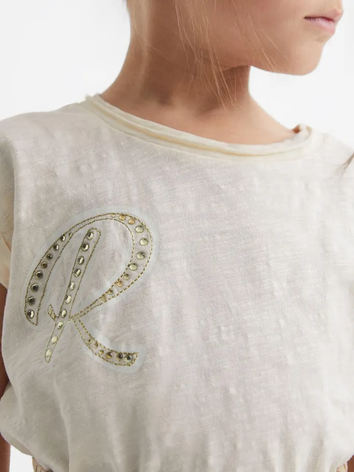Children Tabby Embellished TShirt Off White Reiss Tops and Tshirts