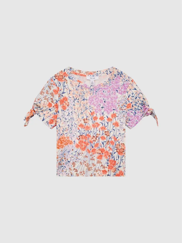 Children Tally Printed Cotton TShirt Pink Reiss Tops and Tshirts